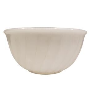 Vintage FIRE KING White SWIRL 7" Mixing Bowl 50s Milk Glass Anchor Hocking